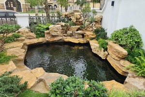 Thi công sân vườn hồ cá Koi biệt thự Nam An Khánh