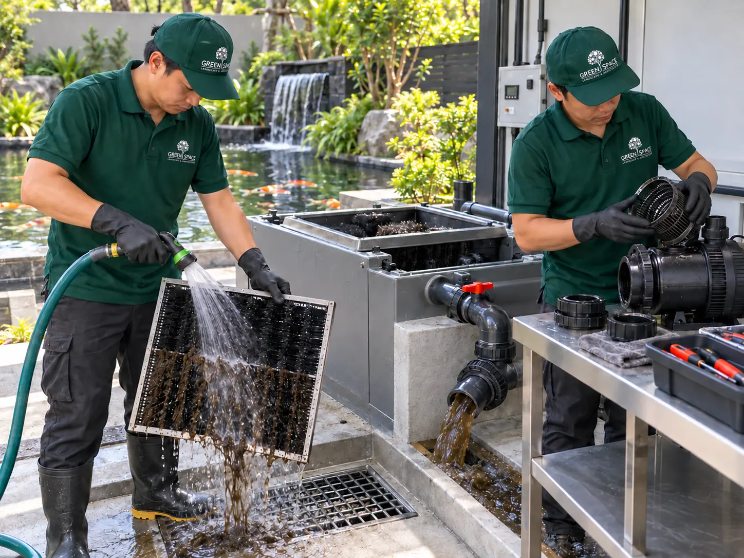 Vệ sinh và bảo trì hệ thống lọc hồ Koi